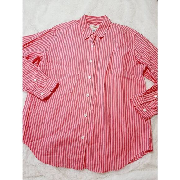 Talbots pink striped 100% cotton button down small shirt - Picture 3 of 4